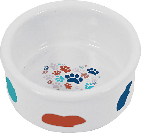 Hamster voerbak steen wit met pastel print <br>7 cm